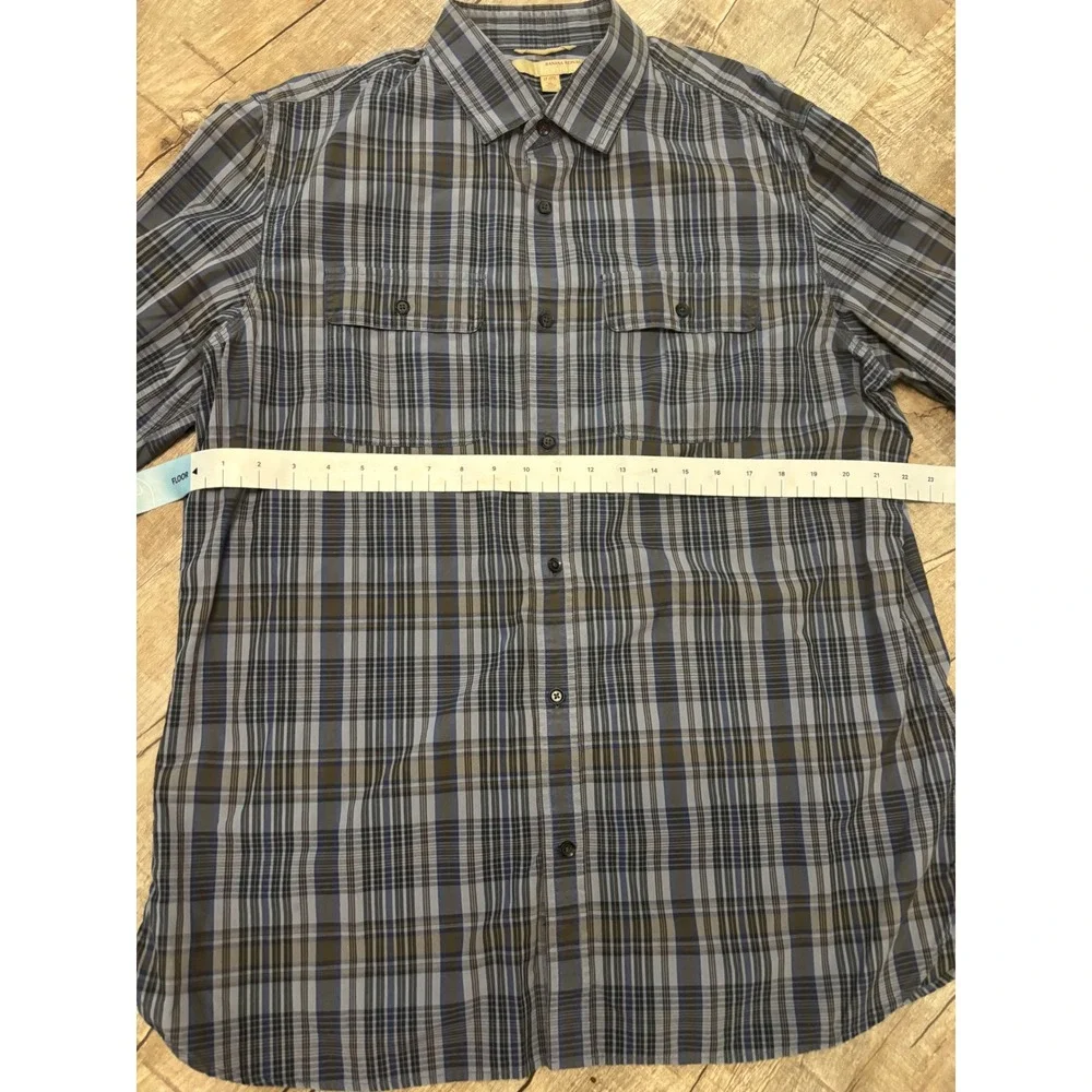 Banana Republic Heritage Mens XL Blue Plaid Button Down Shirt Long Sleeve Cotton